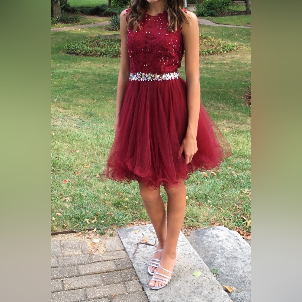 Dancing Queen Dark Red Party Dance dress size XS tulle sequins